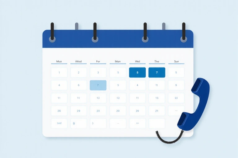Kalendarz z zaznaczoną datą i ikoną telefonu, symbolizującą zmianę terminu